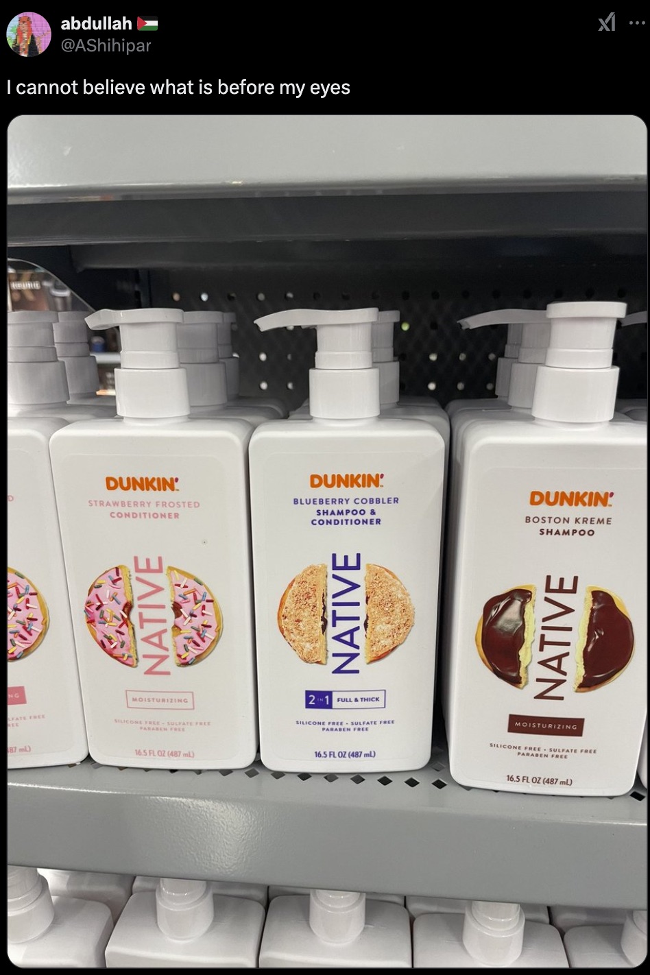 plastic bottle - Native abdullah I cannot believe what is before my eyes Dunkin Strawberry Frosted Conditioner Dunkin' Blueberry Cobbler Shampoo & Conditioner Dunkin Boston Kreme Shampoo Native Lfate Free New 87 mL Moisturizing Silicone FreeSulfate Free P